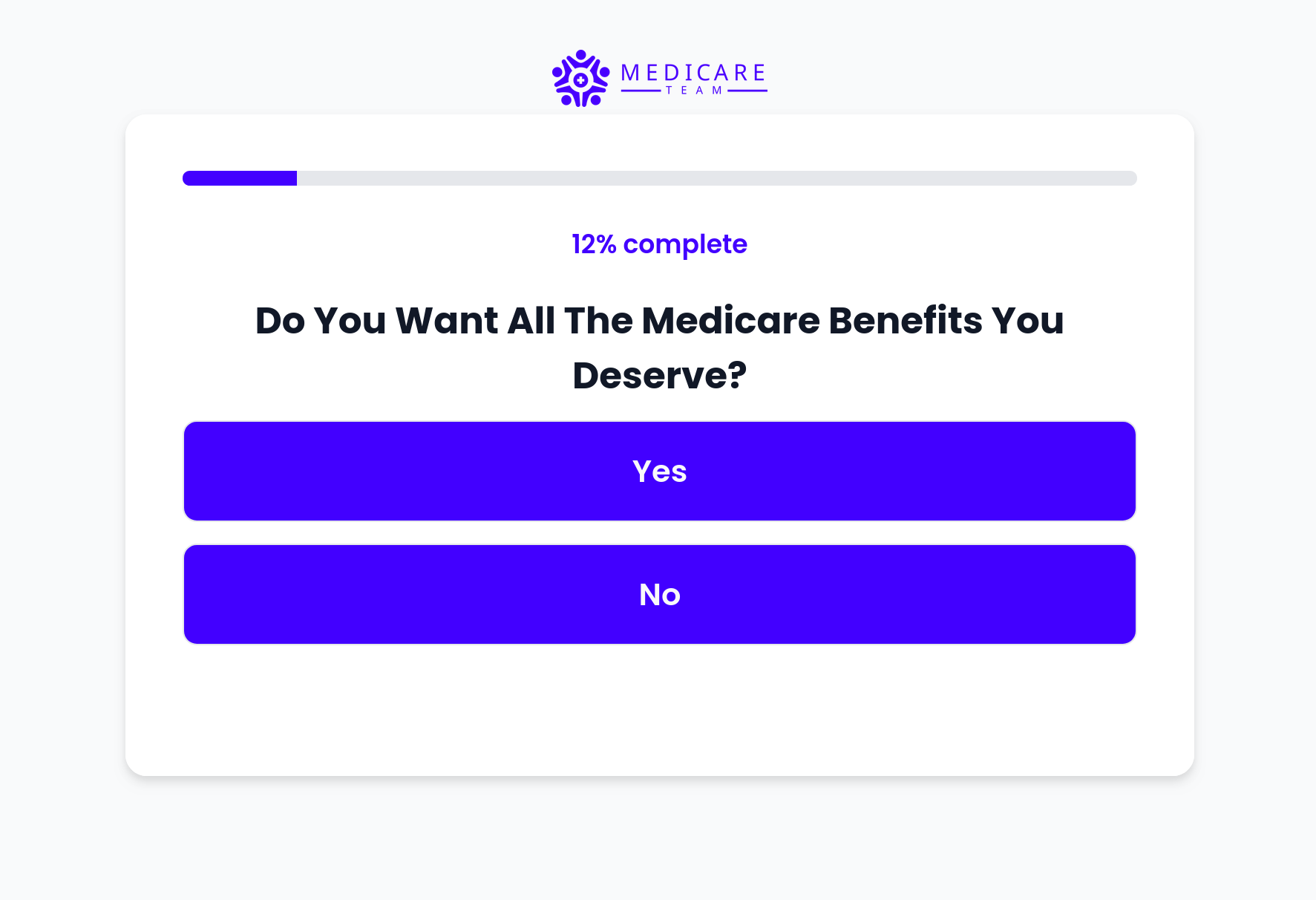 Interactive Medicare survey funnel preview